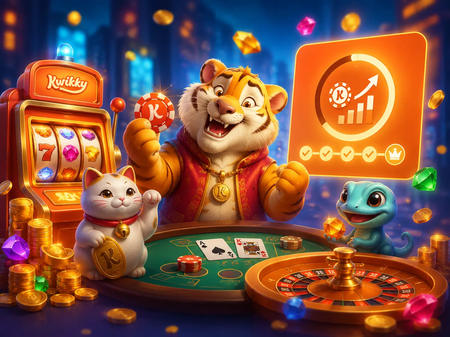 Kwikky Casino player enjoying different casino games